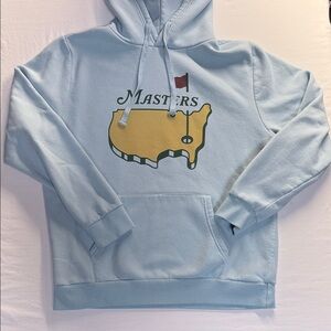 Masters Light Blue Hoodie with Yellow Map Graphic and Red Flag